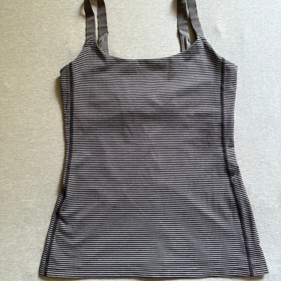 Lululemon Women’s Barre None Tank in Mini Pop Stripe Heathered Slate Black - Picture 4 of 7